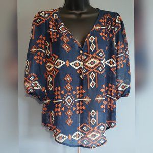 💜$5💜NWOT LIVING DOLL Boho Sheer Top - XS